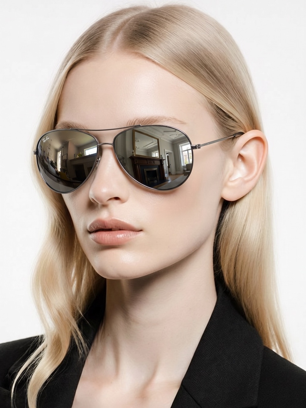 NWOB Ray-Ban RB 3454L Women's Chrome Frame Aviator Sunglasses with Grey Lenses